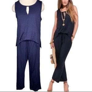 Cabi #5954 Navy jumpsuit. Spring 2021 stretch jersey knit. Size M